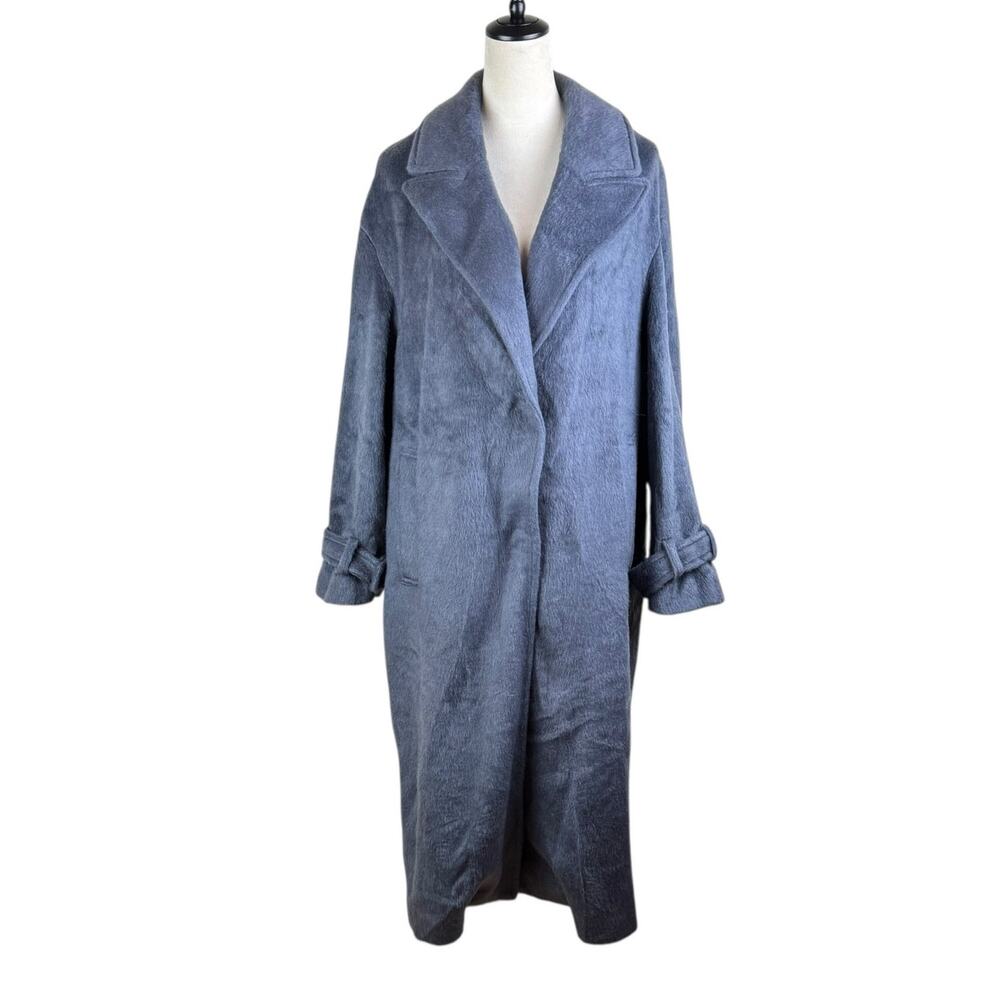 Topshop Chuck On Dark Gray Soft Felt Relaxed Fit Button Up Classic Long Coat